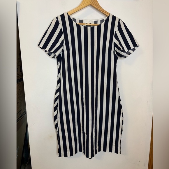 COS Navy and White Striped Cotton Twist Back Dress - Picture 2 of 8